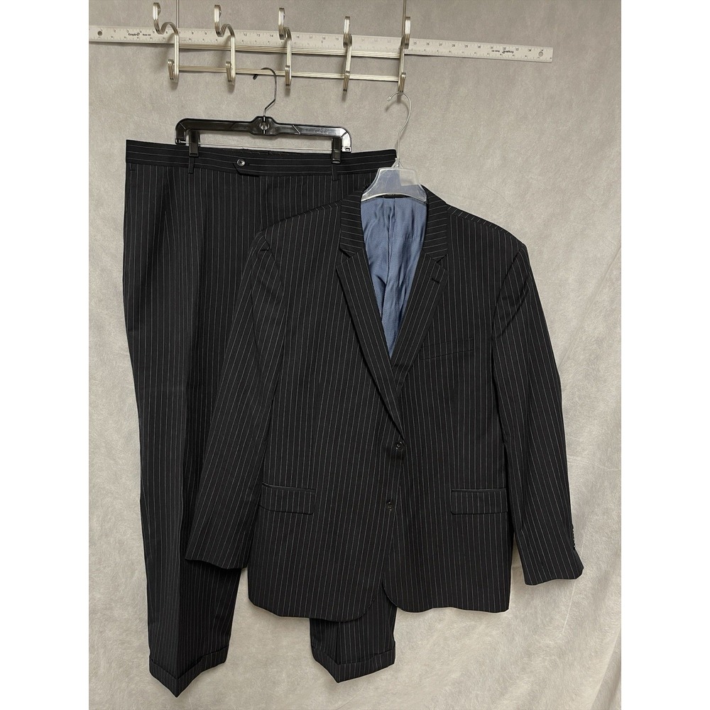 Coogi Suit Men 50XL‎ Gray Blue Striped 2B Wool Blend Academia 44X33 Pants Luxury